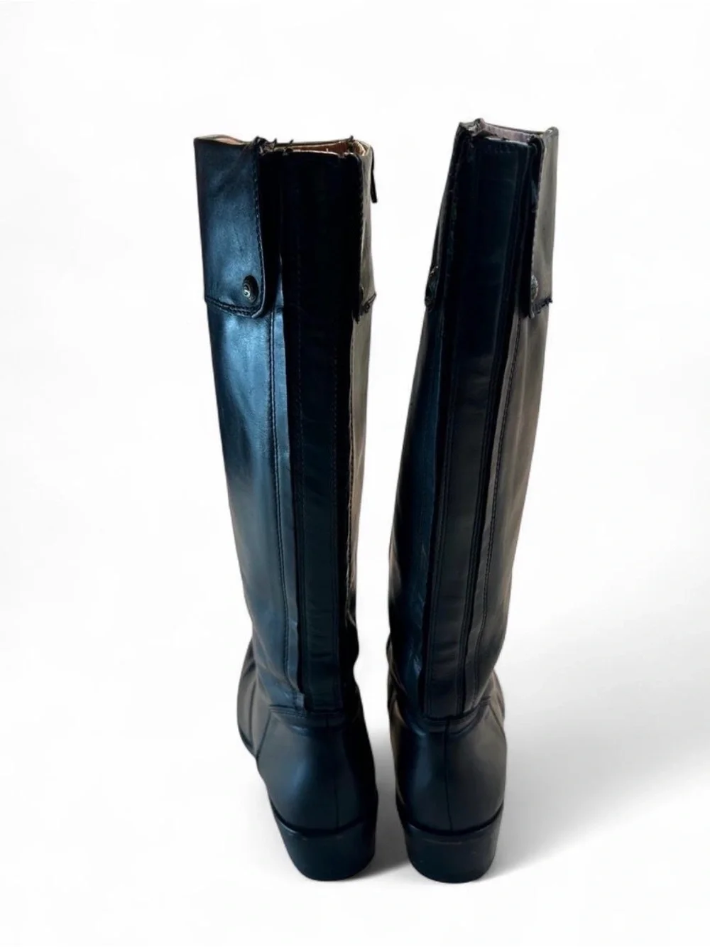 Women's Knee-High Leather Riding Boots - Black